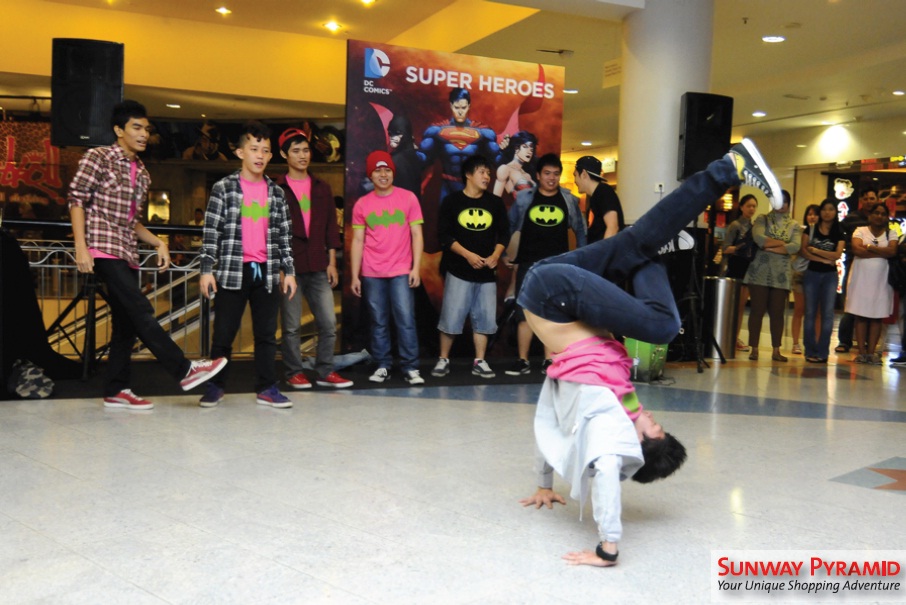 Super hero dancers showing their groove